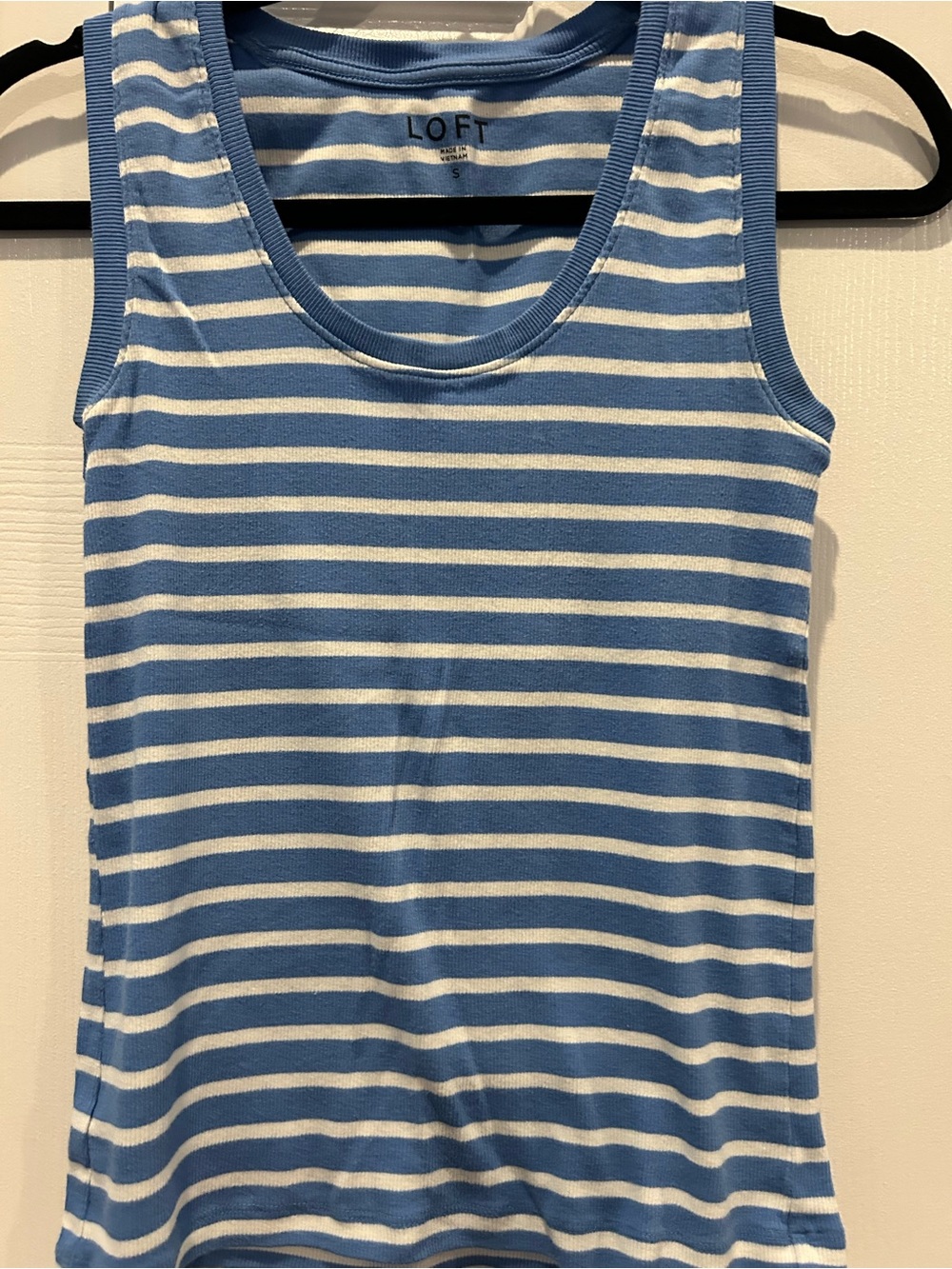 LOFT Blue & White Striped Scoop Neck Tank